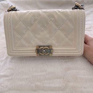 Chanel medium boy bag in ivory